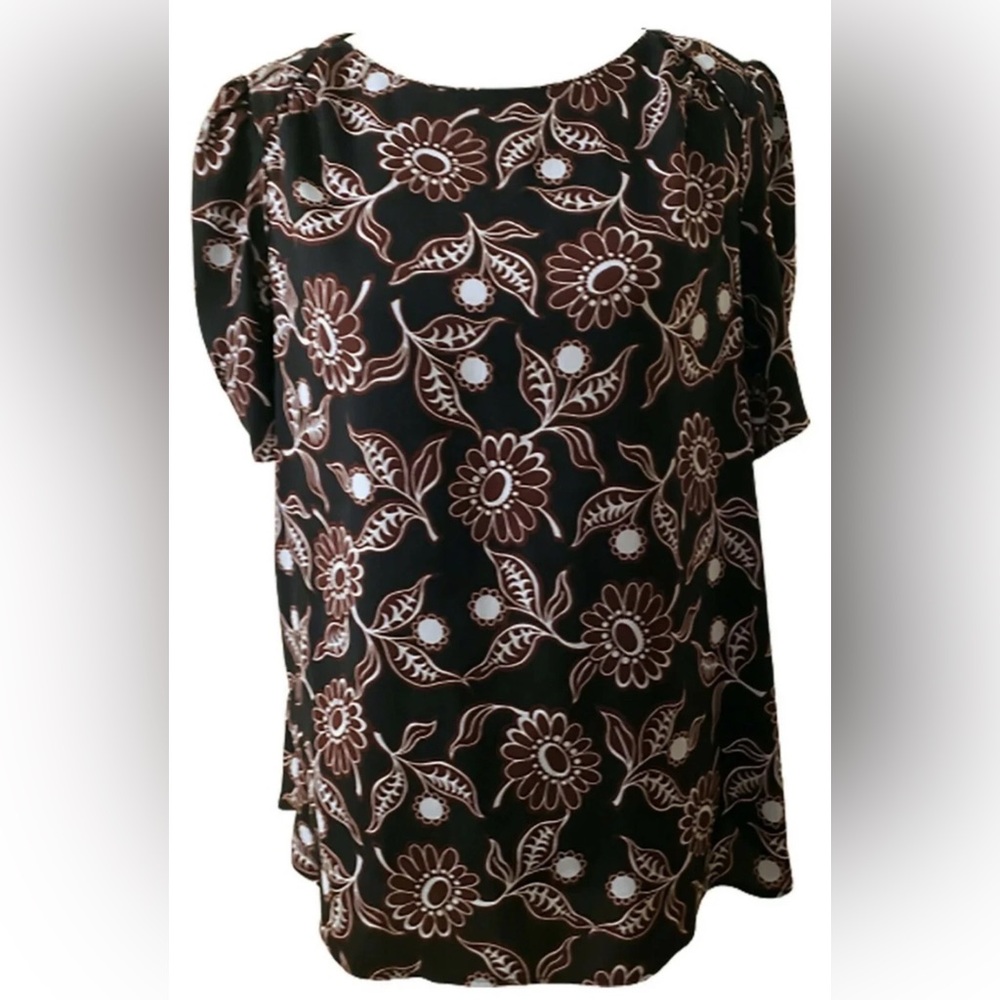 Ann Taylor navy and maroon floral Women's Top